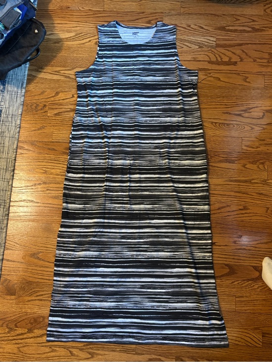 Lands' End Dresses & Skirts - Lands' End Sleeveless Striped Maxi Dress Black White Women's Large
